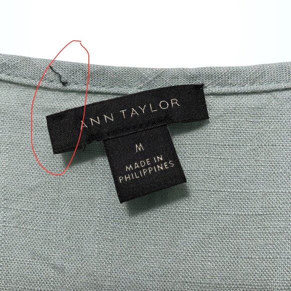 Ann Taylor Solid Light Sage Green Puff Sleeves Button Front Blouse M - Picture 3 of 6